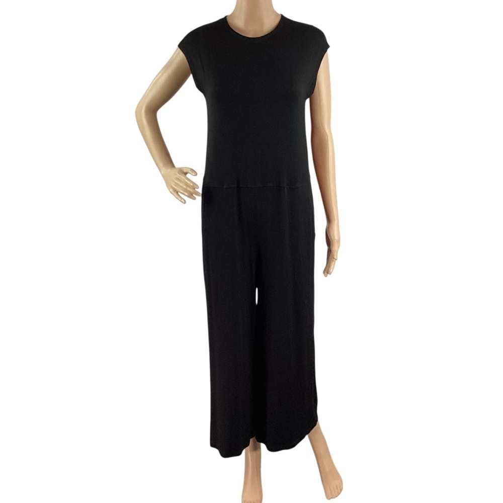 Eileen Fisher Jersey Wide-Leg Jumpsuit Black XXS